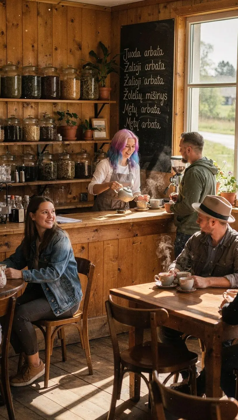 Susikaupęs žmogus ramiai geria arbatą prie lango, skleidžiant ramybės ir geros savijautos pojūtį.
